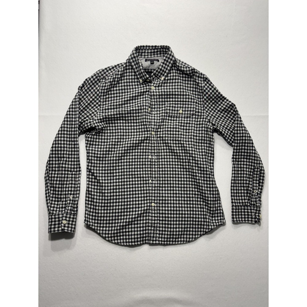 Banana Republic Shirt Mens Large Black Check Soft Wash Lined Button Up Slim